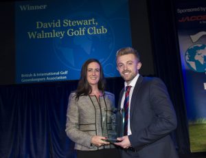 12-15 bigga David Stewart receives his award from Karen Proctor of Ransomes Jacobsen