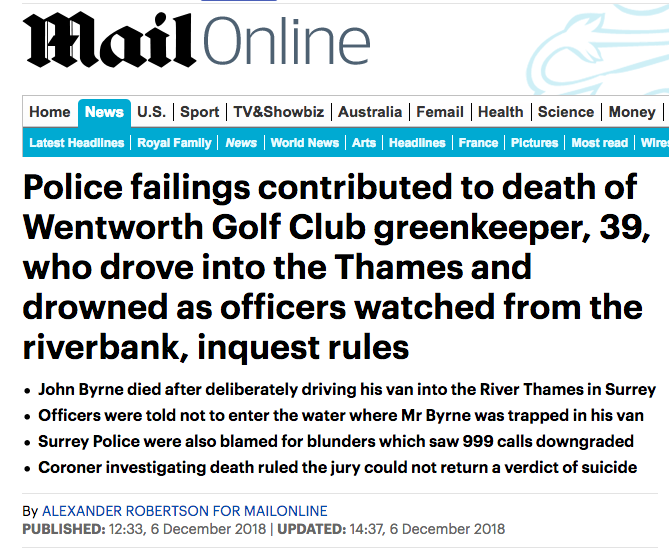 ‘Series of police failings’ led to greenkeeper’s death