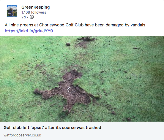 Two golf courses attacked by vandals