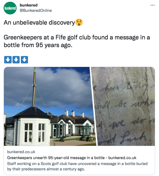 Greenkeepers find historic message
