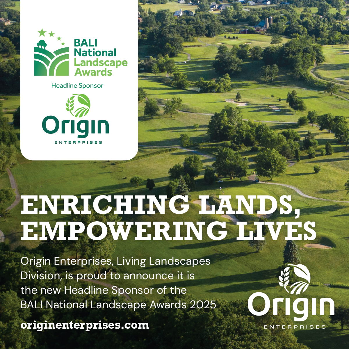 Origin Enterprises is headline sponsor of BALI National Landscape awards